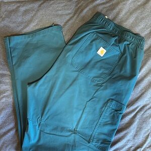 Carhartt Teal Elastic Waist Scrubs (Utility Pants) with Back Patch